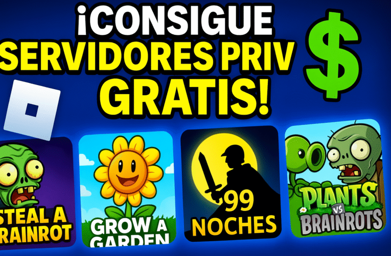 ¡CONSIGUE SERVIDORES PRIVADOS GRATIS EN ROBLOX! Steal a brainrot, grow a garden, 99 noches, plants vs brainrots”